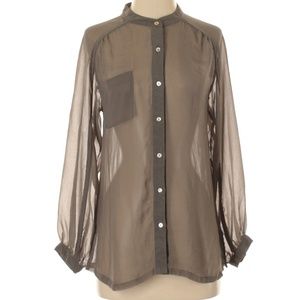 LA Made 3/4 Sleeve Sheer Gray Blouse S